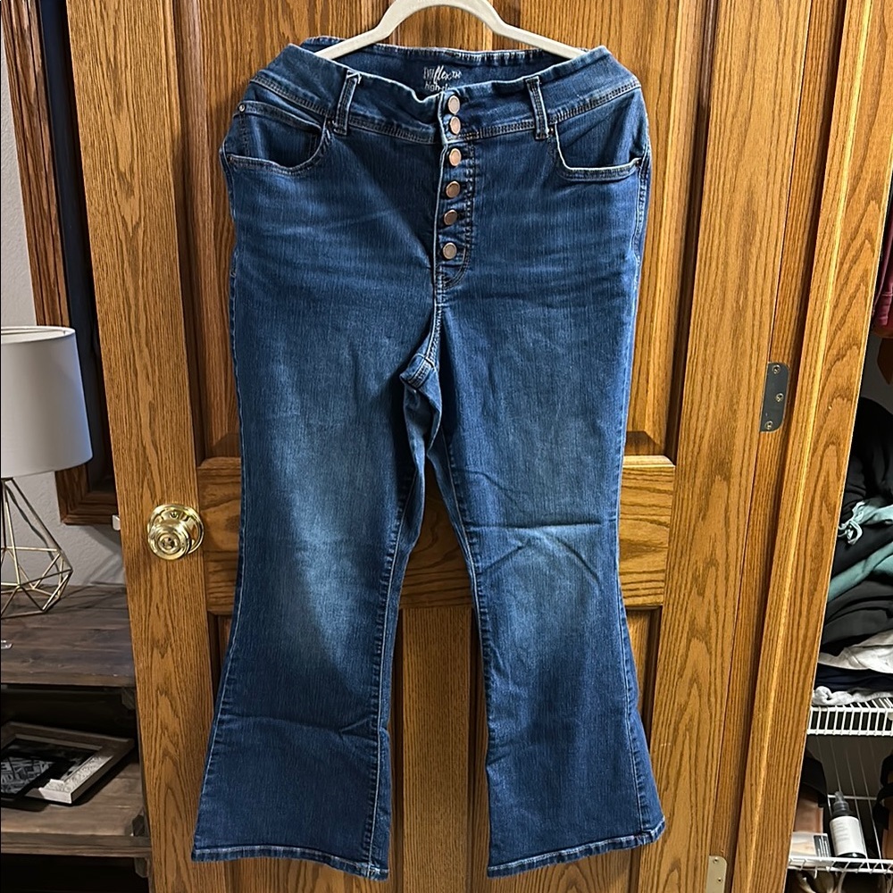 Maurices Button Fly Flare Wide Leg Jeans